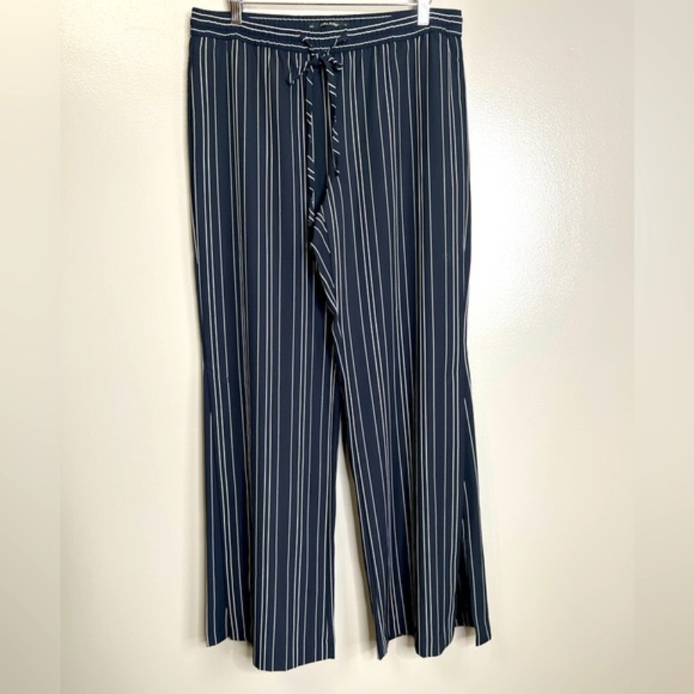 Zara Basic blk/wht striped wide leg ants. Slit to knee, flowy. Business casual.